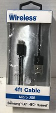    Just Wireless 4 Ft Cable Charge  Sync For Samsung Micro/USB,New    