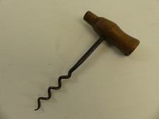 (RefJOH35) Antique wooden corkscrew made from tap of an old wooden barrel