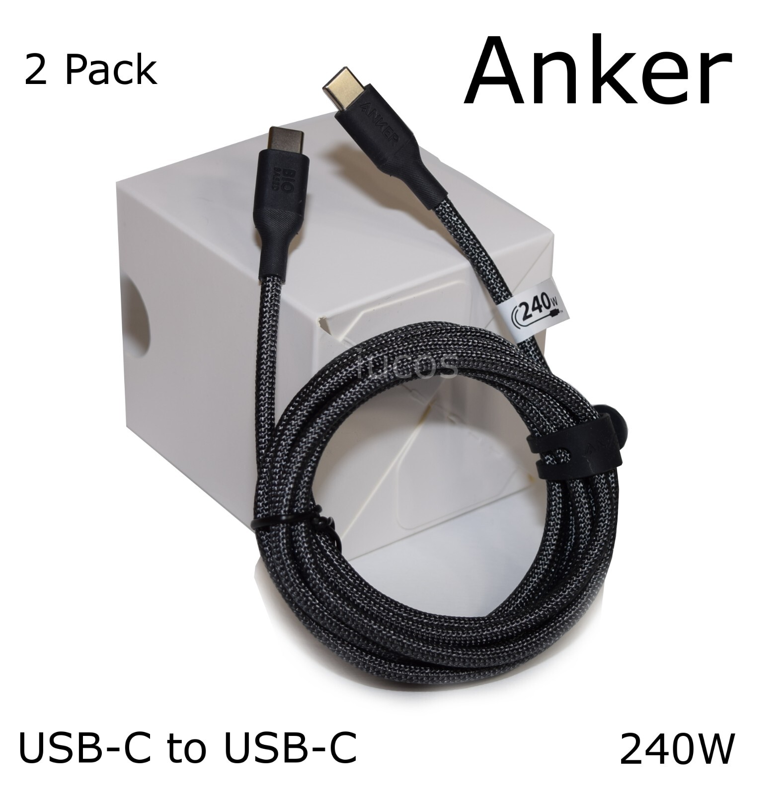 2 Pack Anker USB C to C Charger Cable 240W 6ft Durable iPhone Mac iPad Samsung
