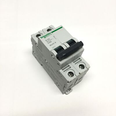 Schneider 24517 MULTI 9 C60 Circuit Breaker, 2-Pole, 2A D-Curve, 440VAC