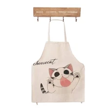 Cute Cat Cartoon Apron Licking Cat Funny Face Japanese Comic Apron For Women