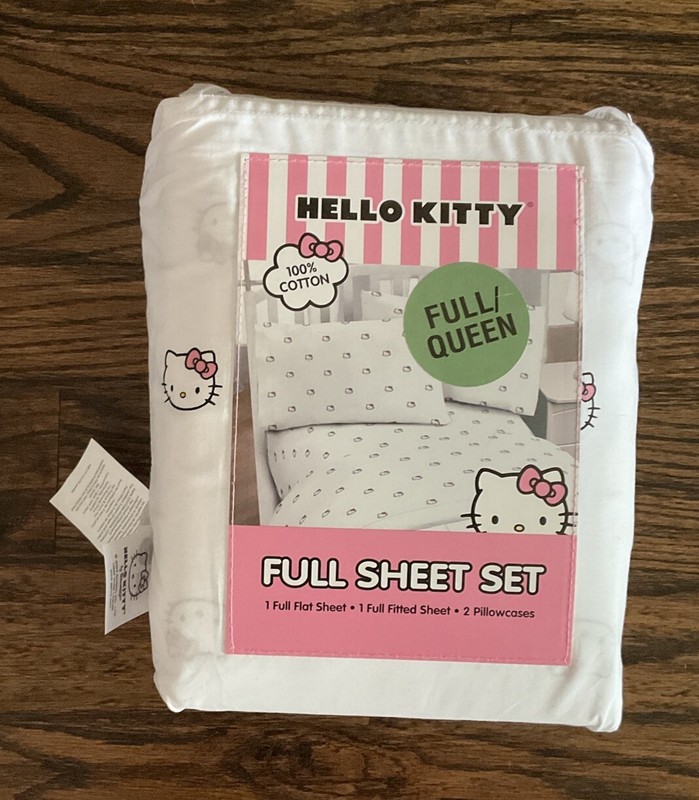 Hello Kitty Queen /Full Size White Bed Sheet Set