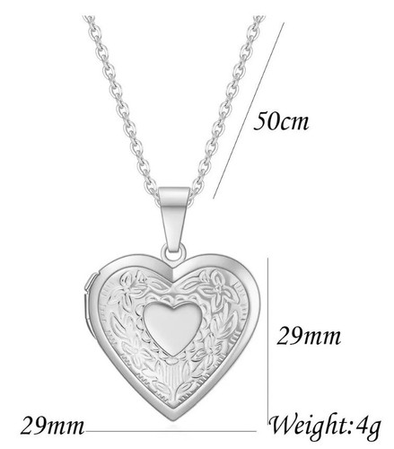 Silver Lana Del Rey Style Stainless Steel Necklace Openable Locket Heart Pendant - Bild 4 von 4