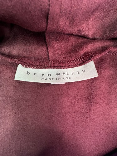 bryn Walker Poncho Tunic Oversized Burgundy Sz XXL Faux Suede Cowl Neck Vegan - Picture 7 of 10