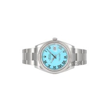 Rolex Mens Datejust II 116334 Steel 41mm Oyster-Turquoise Roman Dial-18k Fluted 3