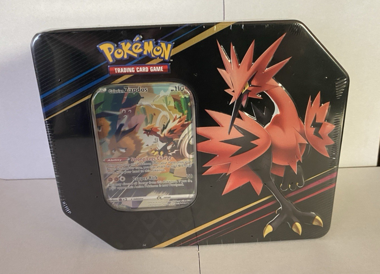 Pokémon Crown Zenith Galarian Zapdos Tin Factory Sealed 5 Packs + Art Promo NEW