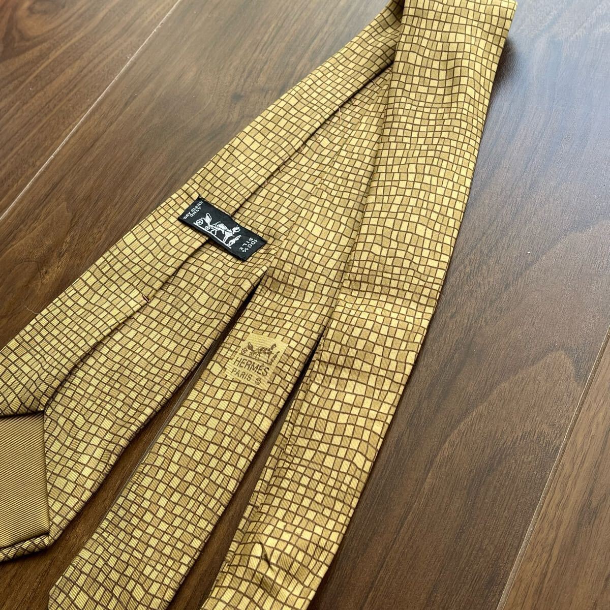 HERMES Brown Micro Check Pattern  Tie - image 8