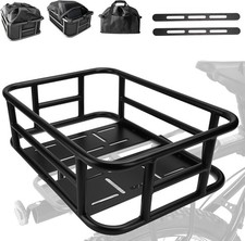 Rear Bike Basket Large Heavy Duty Steel w Liner Cover Cargo Net