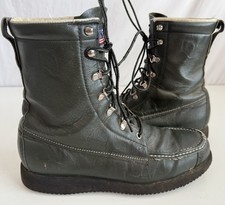 Dark Green Vintage Leather Lace Up Boots Cabela's USA Made Mens 10M Vibram