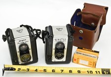Pair Two Vintage Argus Argoflex Seventy-Five Film Cameras 75mm w Case  Strap