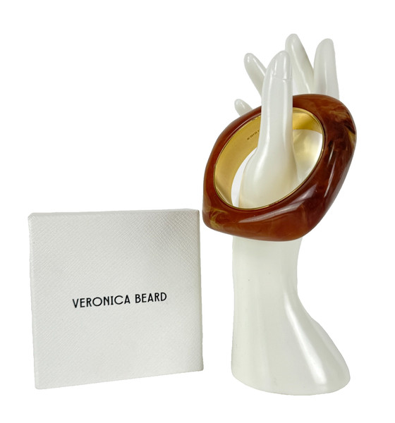Alternate view of $150 Veronica Beard Nib Auth Tortoise Sculpted Resin Bangle Bracelet Gold Plated
