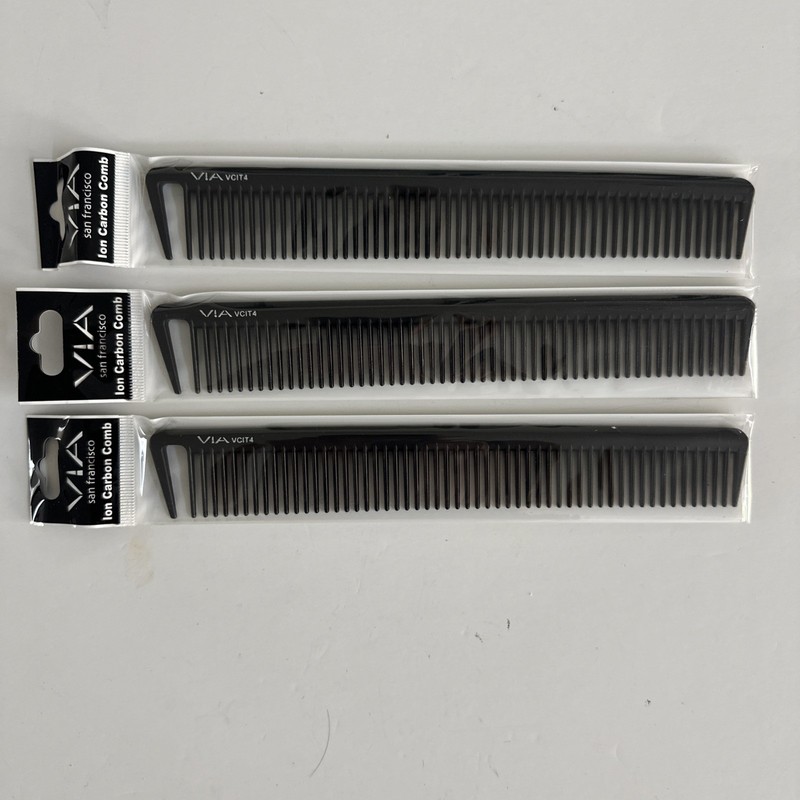 Via VCIT4 Professional Carbon Cutting Combs, 3- Pack, Anti-Static