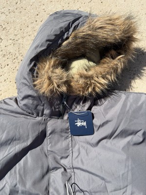 Stussy Vintage Down Jacket Fur Hood Size M Early 2000s Brand New 