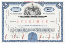 Libbey Owens Ford Company. Stock Certificate.