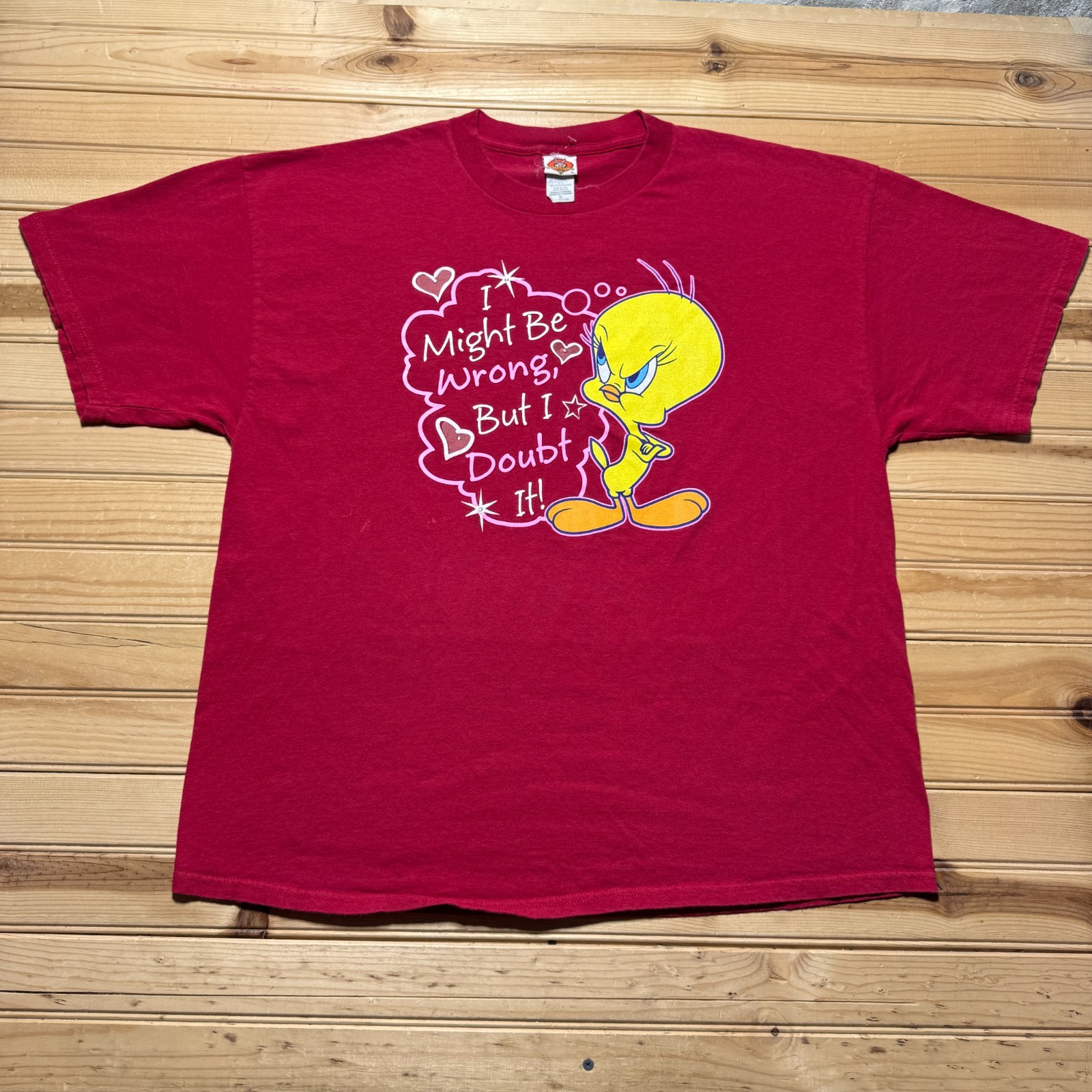 Vintage 90s Warner Bros Looney Tunes Tweety Bird Graphic Cartoon T-Shirt USA XL