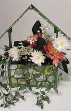 Handcrafted Wooden Basket Of Artificial Flowers Made By Kettelie Jean Gilles.