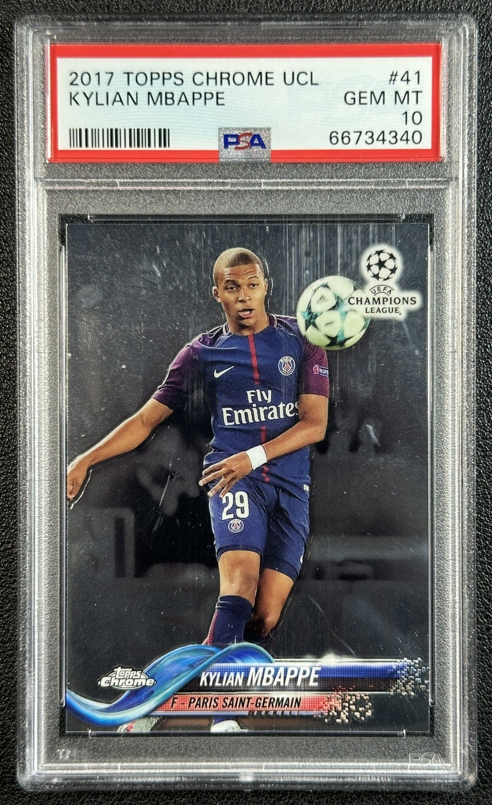 KYLIAN MBAPPE PSA 10 2017 TOPPS CHROME UCL #41 ROOKIE RC PSG 4340