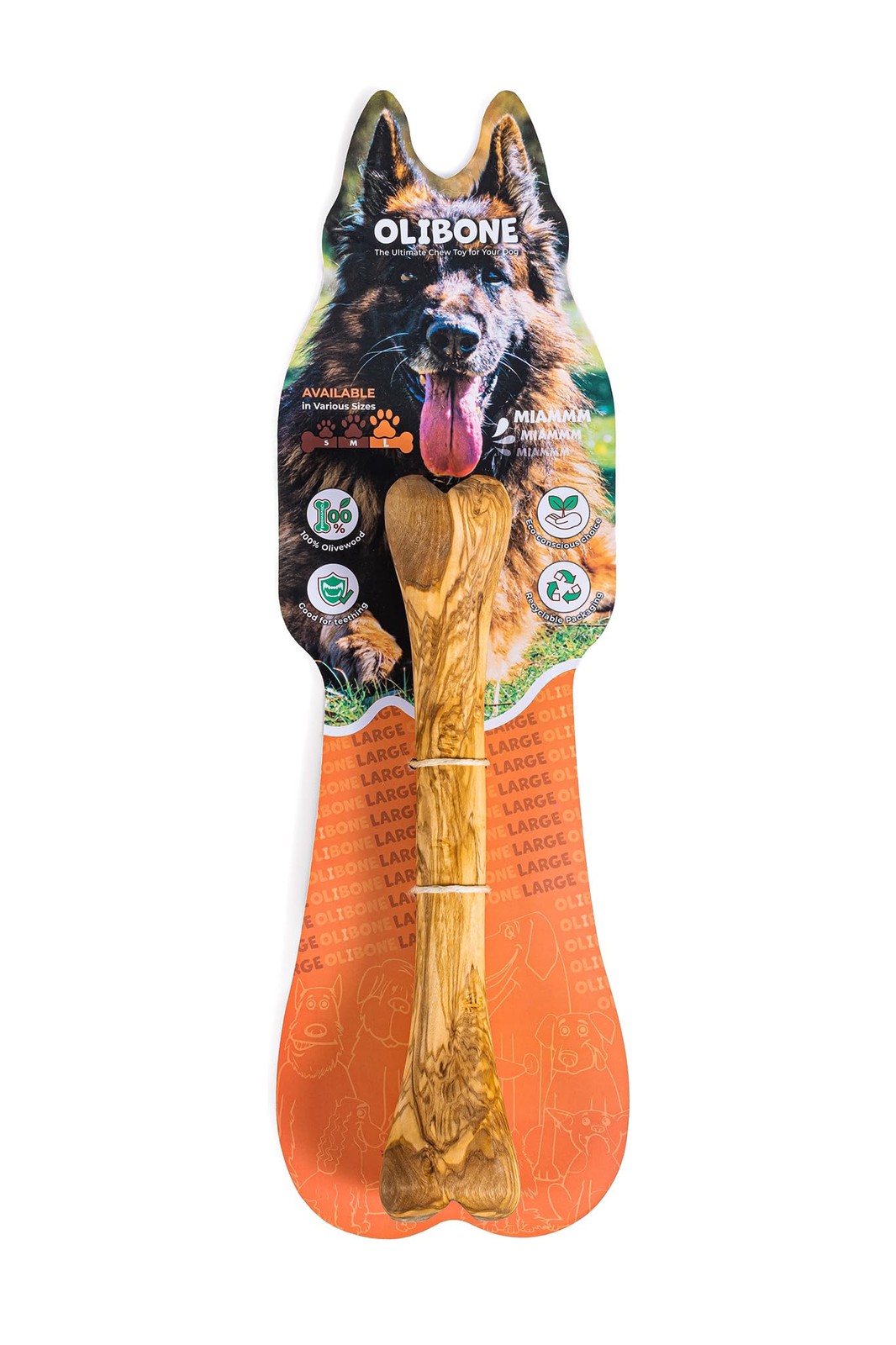 Jouet à mâcher Olibone en bois d'olivier pour stopper l'ennui des chiens destructeurs
