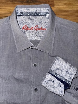 Robert Graham Gray Button Down Shirt Men s XL Classic Elevated Basic Officewear