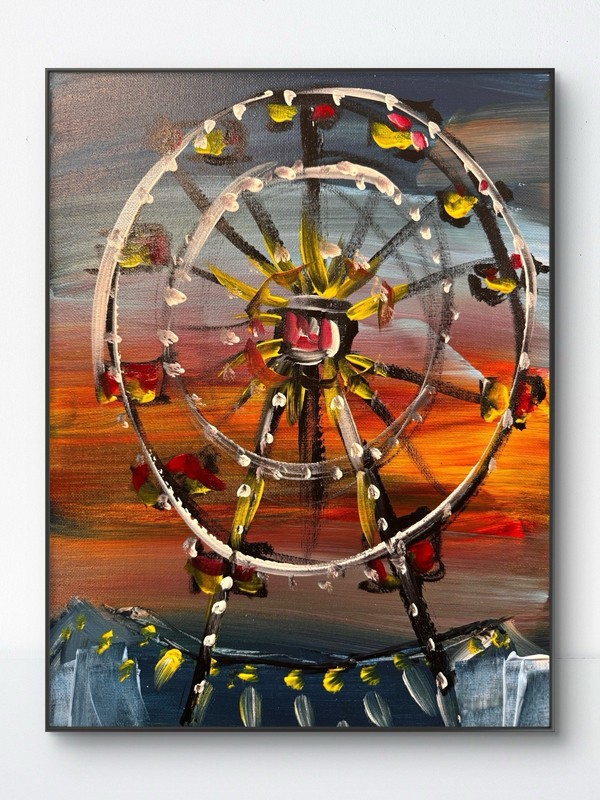 SAMATOWIC Ferris Wheel 11x14 Abstract Expressionism Original Fine Wall Art 320