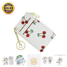 Minimalist Leather Card Holder Wallet for Women - Travel Accessory with Keychain