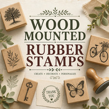 WOOD MOUNTED RUBBER STAMPS - NEW/USED - STAMPIN UP/OTHER BRANDS