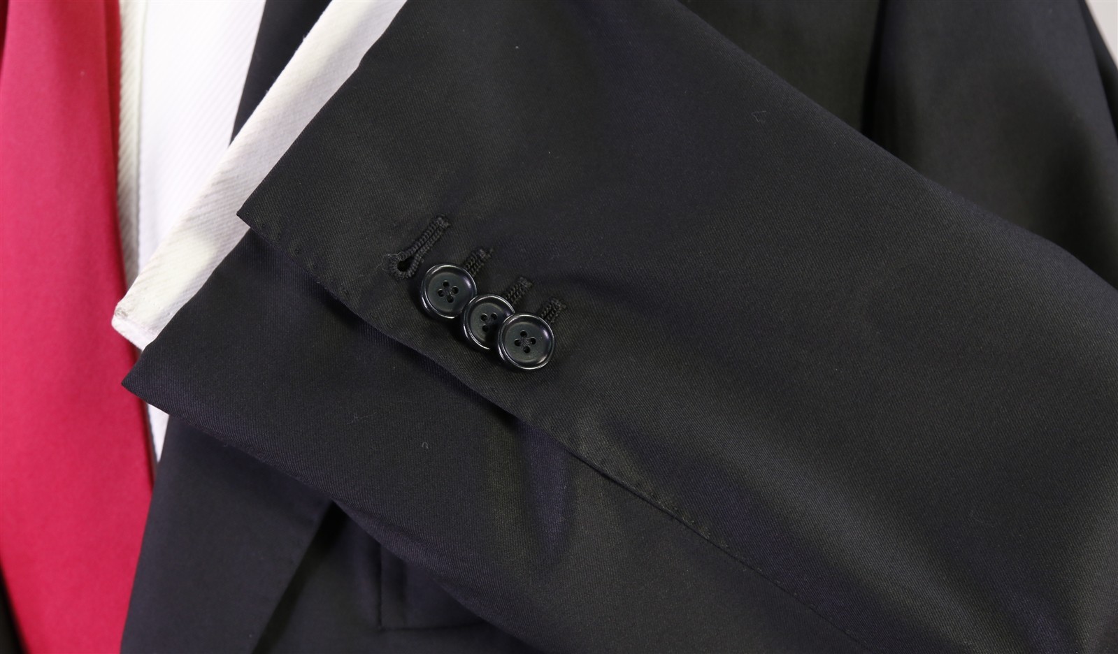 Master Tailored Hand Made Italy Solid Black 2-Btn Wool Suit 42S image 6