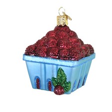 Old World Christmas 3.00In Carton Of Raspberries, Glass, Ornament Fruit 28139