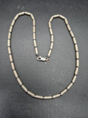 #ad Sterling Ailver Barrel amp; Ball Bead 18quot; Necklace 19.4g GBP 49.95