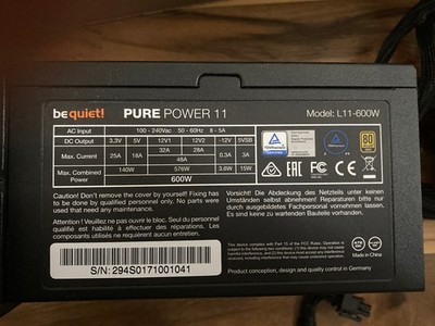 be quiet! Pure Power 600W Netzteil PC Gaming  be quiet Model L11-600W