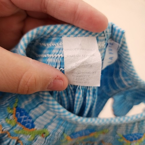 Vive La Fete smocked sea turtles dress 4t gingham heirloom - Picture 6 of 8