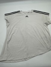 Adidas T-Shirt Women Medium Graphic Print Logo White .. 28914