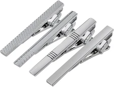 4 Pcs Stainless Steel Tie Clips for Men Classic Tie Bar Clip for Formal Business