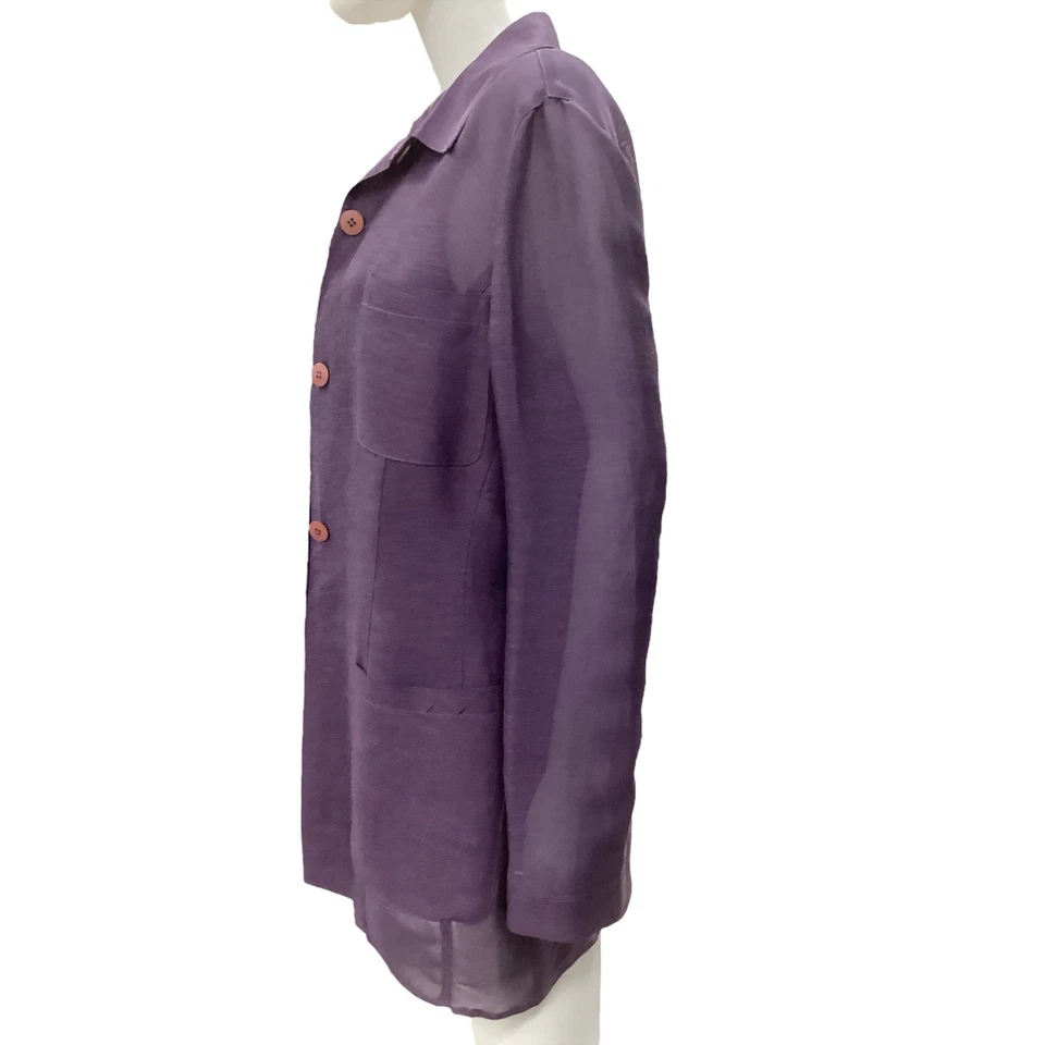 Conjunto de 2 piezas Emporio Armani para mujer talla 14 Top+Blazer lino mezcla rayón púrpura Foto 3 de 4
