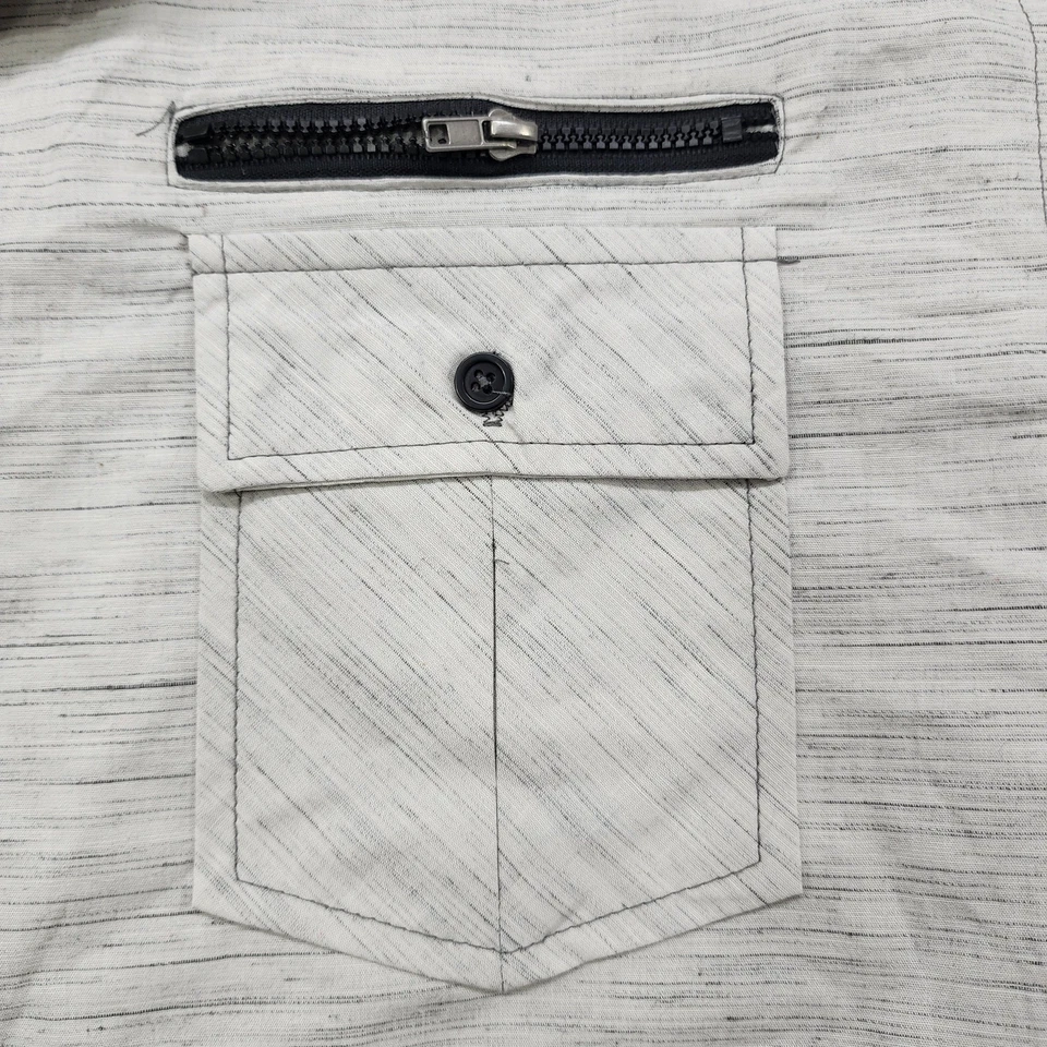 NEW Eighty Eight Platinum Shirt Mens XXL Gray Striped Cotton Button Up Roll Tab - Image 4 of 4