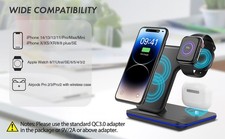 3 in 1 Wireless Charging Station Fast Charger Stand For iPhone Apple Watch AirPo