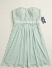 NWT Adrianna Papell Strapless Lace Tulle Dress Mint Green Size 8
