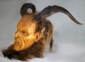 Rare Vintage Hand-Carved Krampus Mask