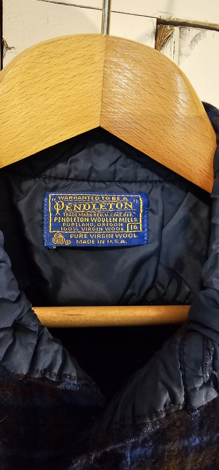 Vintage Pendleton Virgin Wool Button Blue Plaid F… - image 4