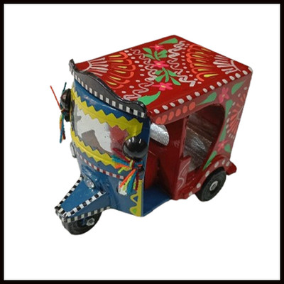 Truck Art Rikscha/Pakistanisches handbemaltes Tuk Tuk/(B-7cm:H-10cm:L-12,5cm)