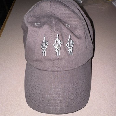Spencer's Gray Adjustable One Size Baseball Cap Skeleton Hand Graphic Print