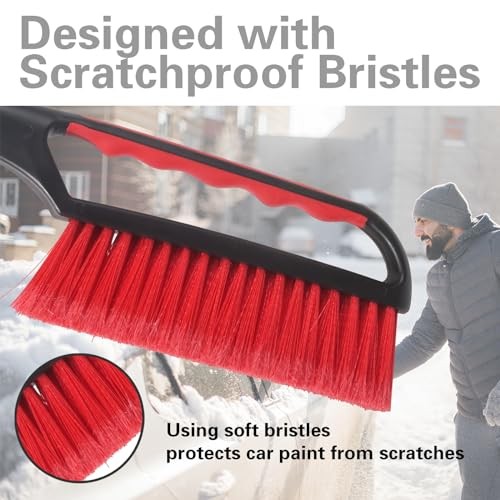 Snow Brush and Ice Scraper for Car Windshield,26.4" Window Scraper 1Pack Red
