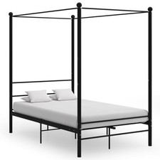 vidaXL Letto a Baldacchino Nero in Metallo 140x200 cm