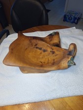 Imperfect, Unique Handcrafted Burl-Wood-Bowl 6.6lbs - Staining Nearly Completed