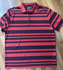 Nike Golf Tour Performance Dri-FIT Orange Black Striped Polo Shirt Men's XXL