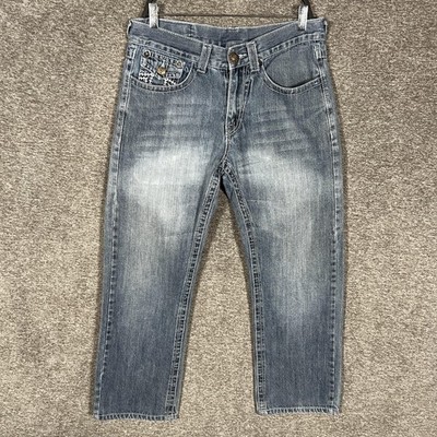 True Religion Rainbow Billy Jeans Mens 32x26 Blue Straight Stitch