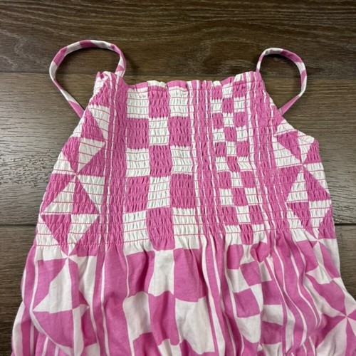 Tea Collection Girls Pink/White Smocked Back Romper NWT Sz 16 Summer Beach - Picture 6 of 13