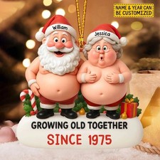 Custom Funny Couple Christmas Ornament 2025, Growing Old Together Ornament, Pers