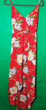 Blashe Womens Large Red Floral Spaghetti Strap Maxi Dress Beach Aloha Island