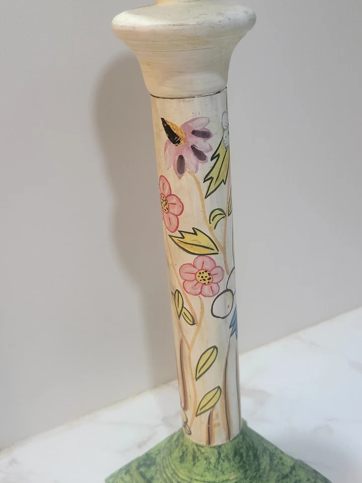 Candelabro de cerámica pintado a mano floral vintage hecho en la India Foto 3 de 4